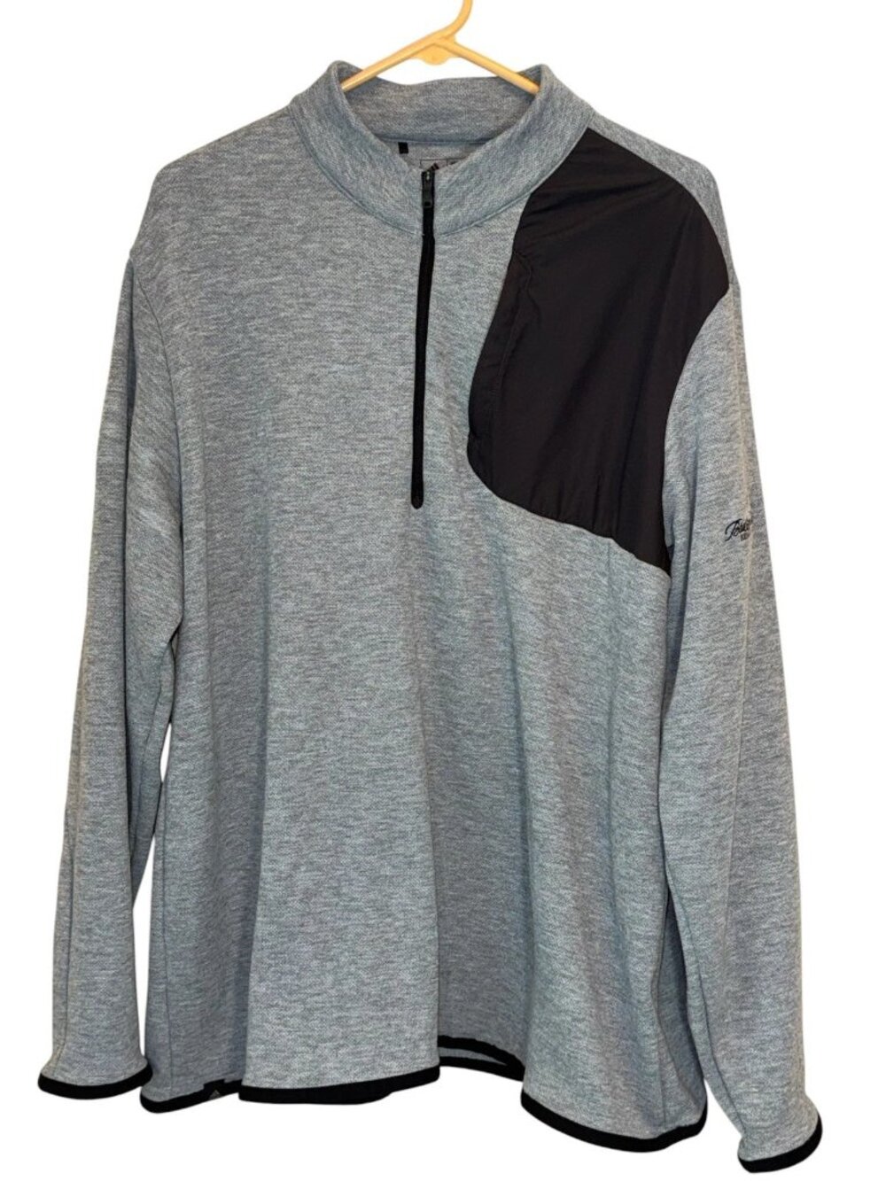 ADIDAS Sweater Mens XL Gray Black Golf Pullover 1/4 Zip Brasstown Valley Resort